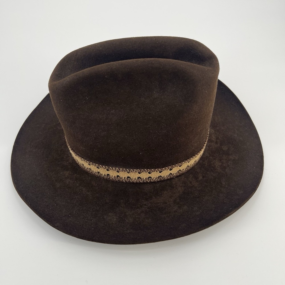 mens stetson cowboy hat 7 1/4 Felt Dark Chocolate Brown Western Boho Classic Vtg - Picture 5 of 10